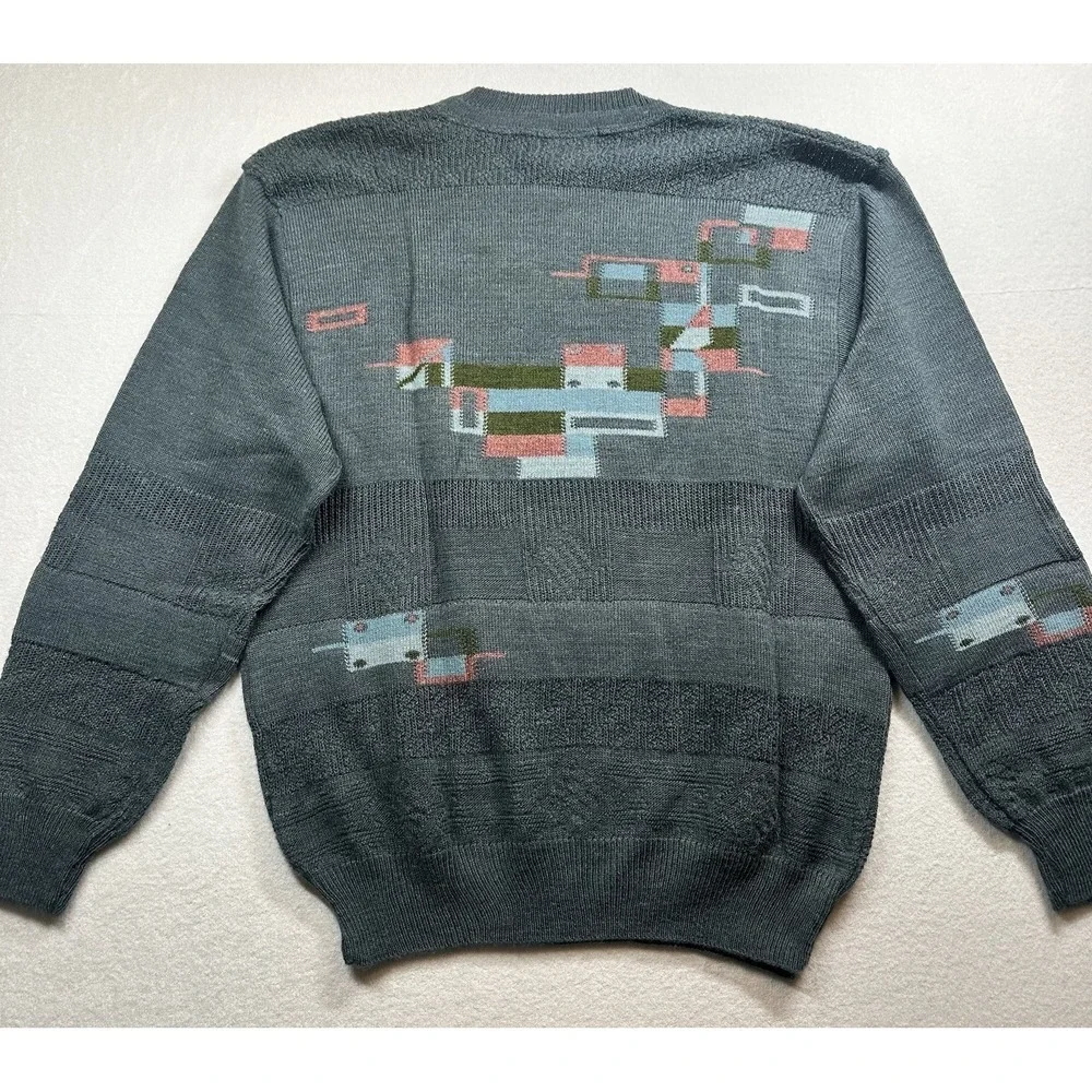 Vintage FIJI Men's Wool Blend Turtleneck Sweater M‎ Green Made in Italy 90s